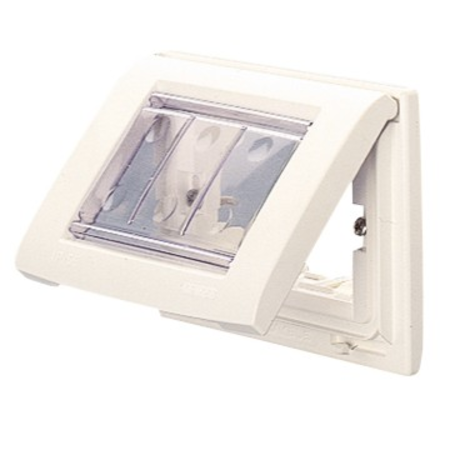 SELF SUPPORTING WATERTIGHT PLATE - FOR FLUSH-MOUNTING RECTANGULAR BOXES - IP55 - 3 modul - CLOUD WHITE - PLAYBUS