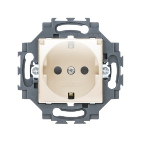 Priza schuko 250V ac - SCREW TERMINALS - FRONT TIGHTENING TERMINALS - WITH LID - 2P+E 16A - IVORY - DAHLIA