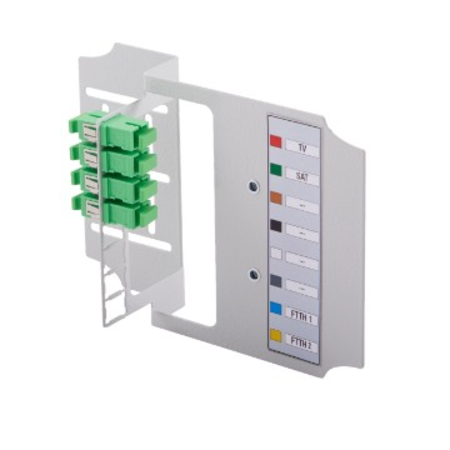 APARTMENT TERMINATION BOX - METAL VERSION - SUITABLE FOR 8 SC/APC ADAPTERS - WHITE