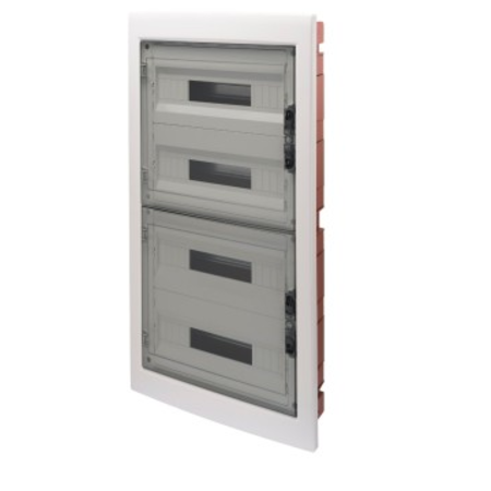 Tablou electric - panel with window and extractable frame - smoked door - terminal block n 2x[(3x16)+(17x10)] e 2x[(3x16)+(17x10)]-(18x4) 72m-ip40