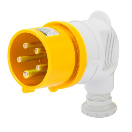 Stecher fisa industriala 90° - IP44 - 3P+E 16A 100-130V 50/60HZ - YELLOW - 4H - Strangere cu surub