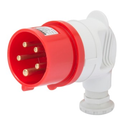 Stecher fisa industriala 90° - IP44 - 3P+N+E 32A 380-415V 50/60HZ - RED - 6H - Strangere cu surub