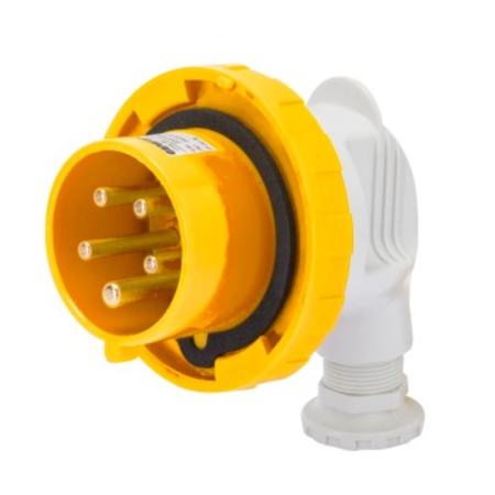 Stecher fisa industriala 90° - IP67 - 2P+E 16A 100-130V 50/60HZ - YELLOW - 4H - Strangere cu surub