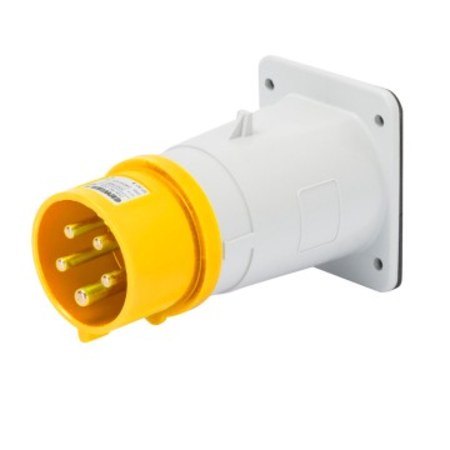 Stecher fisa industriala fixa - IP44 - 2P+E 16A 100-130V 50/60HZ - YELLOW - 4H - Strangere cu surub