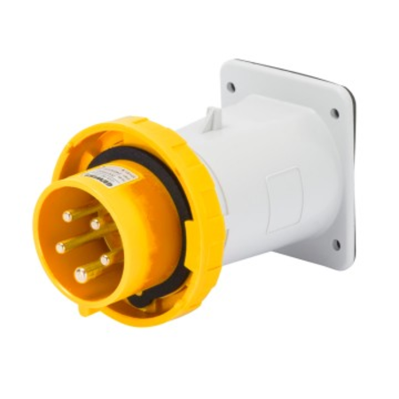 Stecher fisa industriala fixa - IP67 - 2P+E 16A 100-130V 50/60HZ - YELLOW - 4H - Strangere cu surub