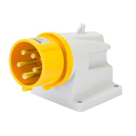 Stecher fisa industriala fixa 90° - IP44 - 2P+E 16A 100-130V 50/60HZ - YELLOW - 4H - Strangere cu surub