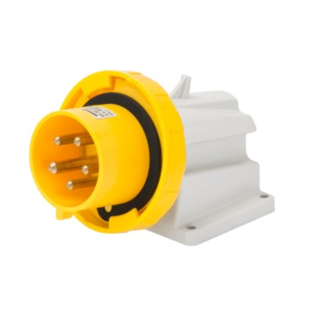 Stecher fisa industriala fixa 90° - IP67 - 2P+E 16A 100-130V 50/60HZ - YELLOW - 4H - Strangere cu surub