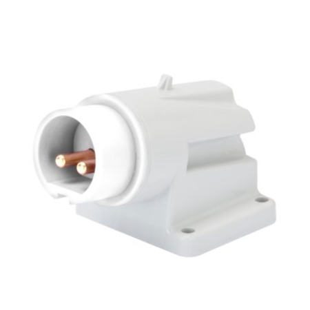 Stecher fisa industriala fixa 90° - IP44 - 2P 32A 20-25 e 40-50V 50-60HZ d.c. - WHITE - 10H - Strangere cu surub