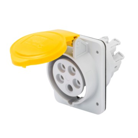 Priza industriala incastrata 10° HP - IP44/IP54 - 3P+N+E 16A 100-130V 50/60HZ - YELLOW - 4H - FAST WIRING