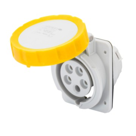 Priza industriala incastrata 10° HP - IP66/IP67 - 2P+E 16A 100-130V 50/60HZ - YELLOW - 4H - Strangere cu surub