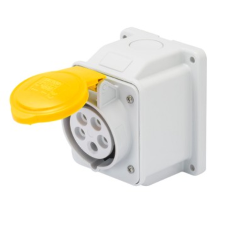 Priza industriala aparenta 10° - IP44 - 3P+N+E 32A 100-130V 50/60HZ - YELLOW - 4H - Strangere cu surub