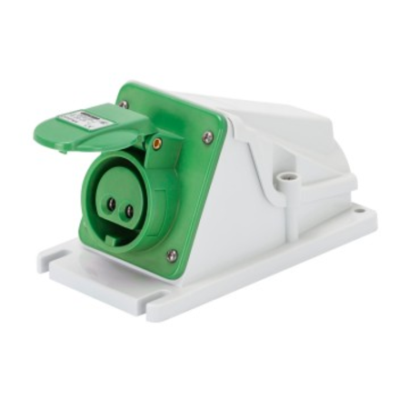 Priza industriala aparenta 90° - IP44 - 3P 16A 20-25V and 40-50V 100-200HZ - GREEN - 4H - Strangere cu surub