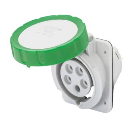 Priza industriala incastrata 10° HP - IP66/IP67 - 3P+N+E 16A >50V 100-300HZ - GREEN - 10H - Strangere cu surub