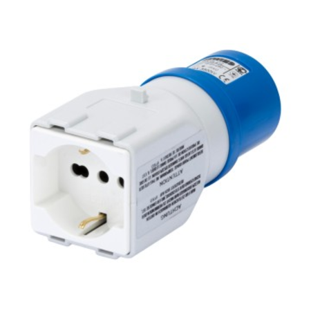 Adaptor industrial IP44 - SOCKET-OUTLET 2P+E 16A 230V ac 50/60HZ - 1 PLUG 2P+E 10/16A DUAL AMP (P30/P17)