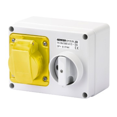 Priza industriala cu interblocaj - WITH BOTTOM - WITHOUT FUSE-HOLDER BASE - 2P+E 16A 100-130V - 50/60HZ 4H - IP44