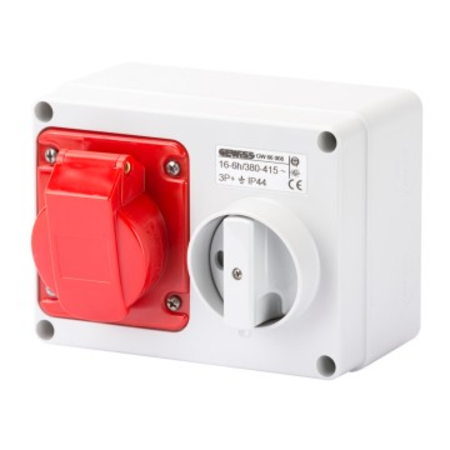 Priza industriala cu interblocaj - WITH BOTTOM - WITHOUT FUSE-HOLDER BASE - 2P+E 16A 380-415V - 50/60HZ 9H - IP44