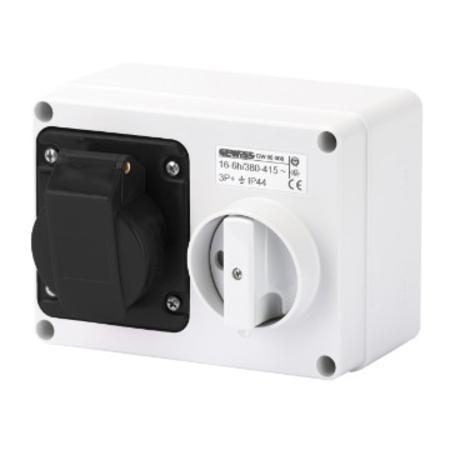 Priza industriala cu interblocaj - WITH BOTTOM - WITHOUT FUSE-HOLDER BASE - 3P+E 16A 480-500V - 50/60HZ 7H - IP44