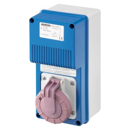 Priza industriala cu interblocaj verticala - WITH BOTTOM - SAFETY TRANSFORMER - 2P 16A 230/24V 160VA - IP67