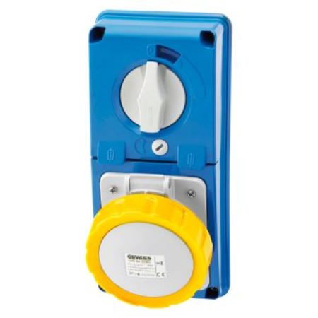 Priza industriala cu interblocaj verticala - WITHOUT BOTTOM - WITH FUSE-HOLDER BASE - 3P+N+E 16A 100-130V - 50/60HZ 4H - IP67