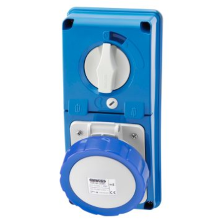 Priza industriala cu interblocaj verticala - WITHOUT BOTTOM - WITH FUSE-HOLDER BASE - 2P+E 32A 200-250V - 50/60HZ 6H - IP67