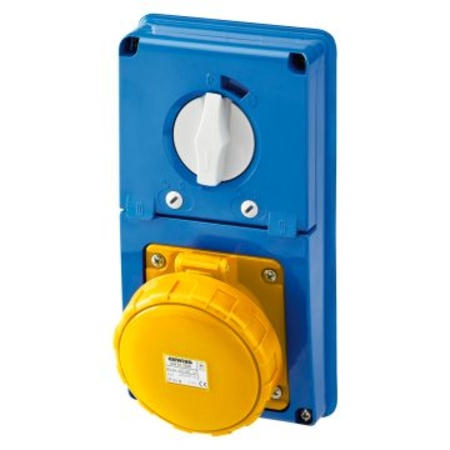 Priza industriala cu interblocaj verticala - WITHOUT BOTTOM - WITH FUSE-HOLDER BASE - 3P+E 63A 100-130V - 50/60HZ 4H - IP67