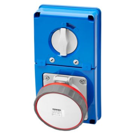 Priza industriala cu interblocaj verticala - WITHOUT BOTTOM - WITH FUSE-HOLDER BASE - 2P+E 63A 380-415V - 50/60HZ 9H - IP67