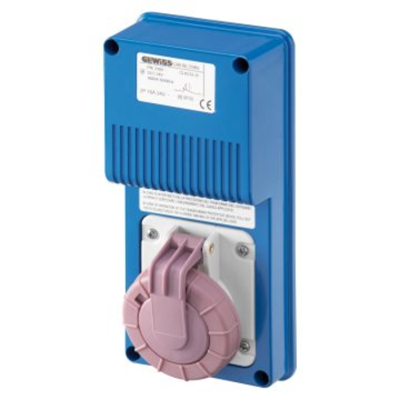 Priza industriala cu interblocaj verticala - WITHOUT BOTTOM - SAFETY TRANSFORMER - 2P 16A 230/24V 160VA - IP67