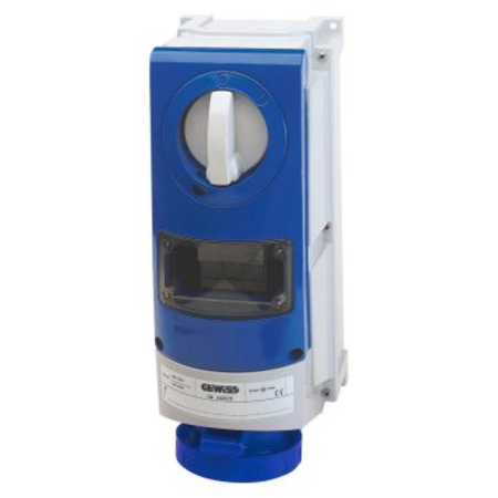 Priza industriala cu interblocaj verticala - WITH BOTTOM - WITH FUSE-HOLDER BASE - 2P+E 16A 200-250V-50/60HZ 6H - IP66