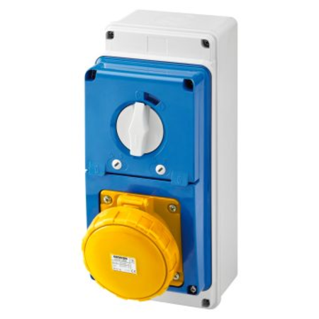 Priza industriala cu interblocaj verticala - WITH BOTTOM - WITH FUSE-HOLDER BASE - 2P+E 63A 100-130V - 50/60HZ 4H - IP67