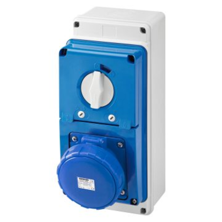 Priza industriala cu interblocaj verticala - WITH BOTTOM - WITH FUSE-HOLDER BASE - 3P+E 63A 200-250V - 50/60HZ 9H - IP67