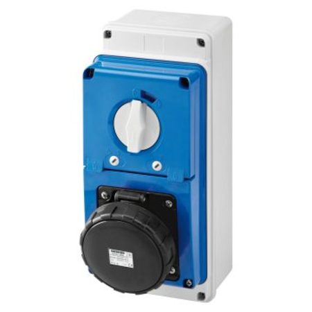 Priza industriala cu interblocaj verticala - WITH BOTTOM - WITH FUSE-HOLDER BASE - 3P+E 63A 480-500V - 50/60HZ 7H - IP67