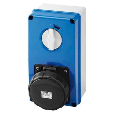 Priza industriala cu interblocaj verticala - WITH BOTTOM - WITHOUT FUSE-HOLDER BASE - 3P+E 63A 480-500V - 50/60HZ 7H - IP67