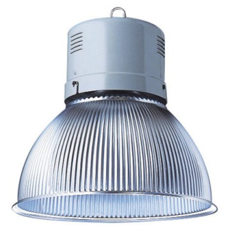 Lampa suspendata pentru hala HERCULES - WITH LAMP - STRIPED OPTIC - OPEN OPTIC - 250W ME E40 230V-50HZ - IP20 - CLASS I - GREY RAL 7035