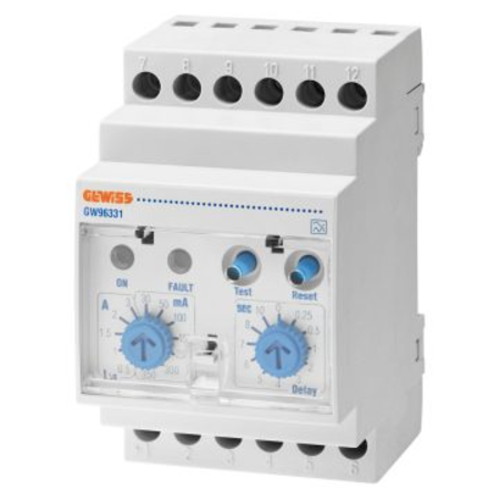 Residual current relay with separate toroid - 230v ac - type a - 3 module