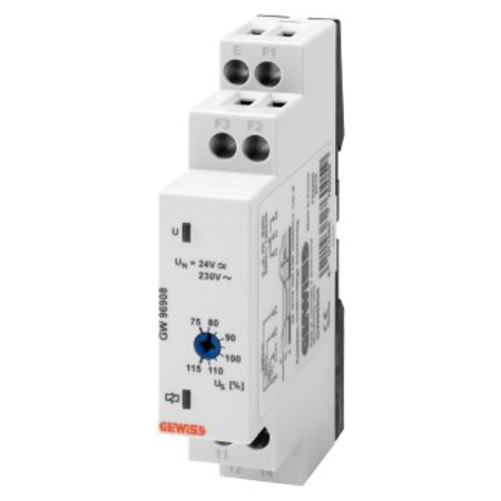Gewiss Undervoltage monitoring relay - ac/dc 1 phase electrical system - 24v ac/dc - 230v ac 50/60hz - 1 modul