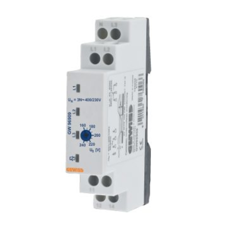 Undervoltage monitoring relay - 3 phase ac electrical system - 230/400v ac - 1 modul