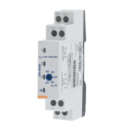 UNDERVOLTAGE MONITORING RELAY - 3 PHASE AC ELECTRICAL SYSTEM - 230/400V ac - 1 modul