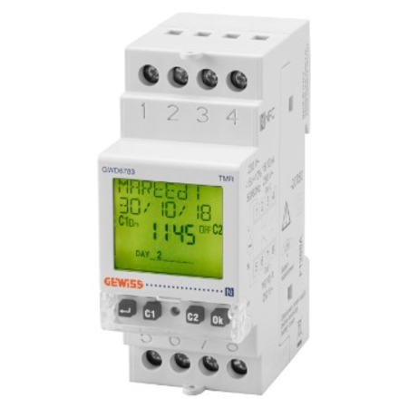 WEEKLY TIME SWITCH - CHARGE RESERVE 5 YEARS - 2 CHANGEOVER CONTACTS - 2 module