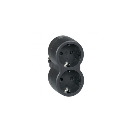 2P+E multi-priza plug - German standard - 2 front outlets - negru - sleeve