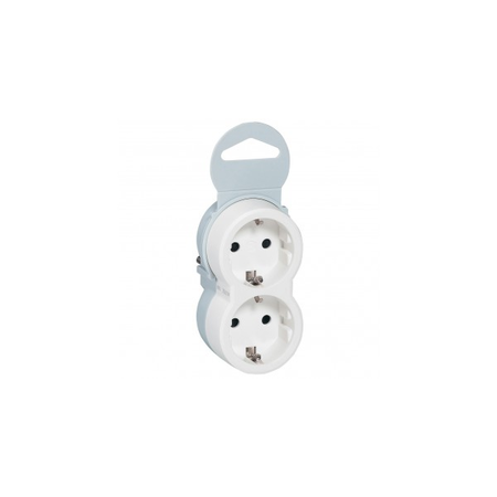 2P+E multi-priza plug - German standard - 2 front outlets - alb/gri - sleeve