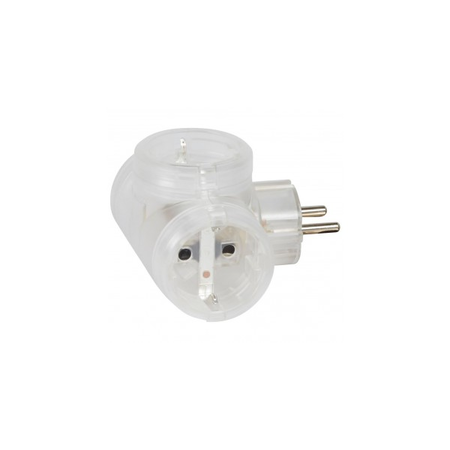 2P+E multi-priza plug - German standard - 3 side outlets - transparent - cardboard