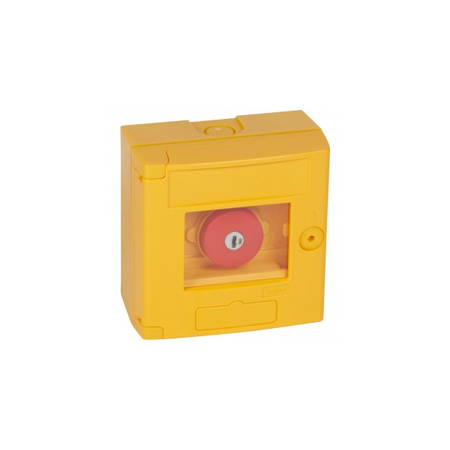 Break glass emergency box-mushroom head-surface mounting-ip44-yellow box cuout led