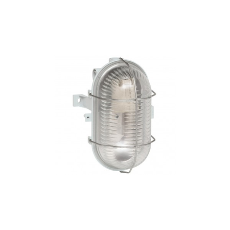 Bulkhead light - IP44 - IK06 - oval 60 W- E27 - metal grid no tool - gri