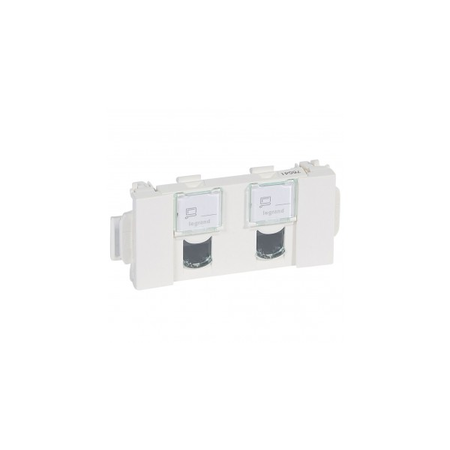 Priza dubla RJ45 Mosaic - category 5e UTP Soluclip accessory - 3 module -alb