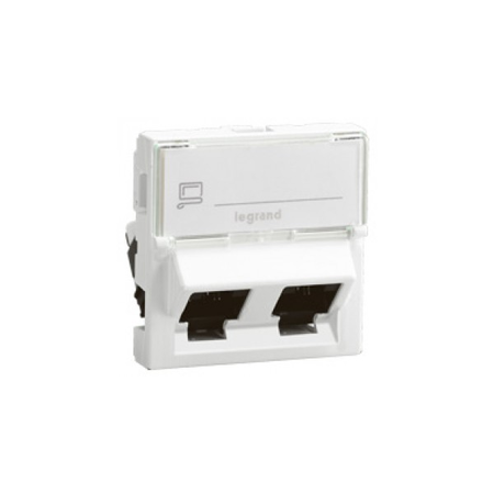 Priza dubla rj45 mosaic - category 6 ftp 45° - 2 module - alb