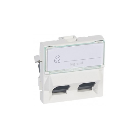 Priza dubla rj45 mosaic - category 6 utp 45° - 2 module - alb