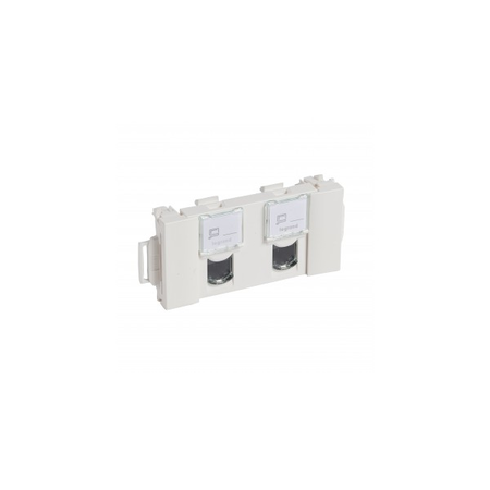 Priza dubla RJ45 Mosaic - category 6 UTP Soluclip accessory - 3 module -alb