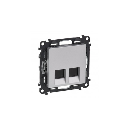 Priza dubla RJ45 Valena Life - category 5e FTP - cu Capac - aluminiu