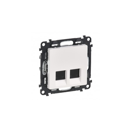 Priza dubla rj45 valena life - category 5e ftp - cu capac - alb