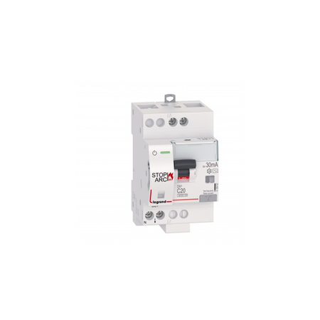 DX³ Stop Arc 6000 cu top side supply - 1P+N on left-hand side - 30 mA - AC type 230 V~ - 20 A - 3 module - C curba